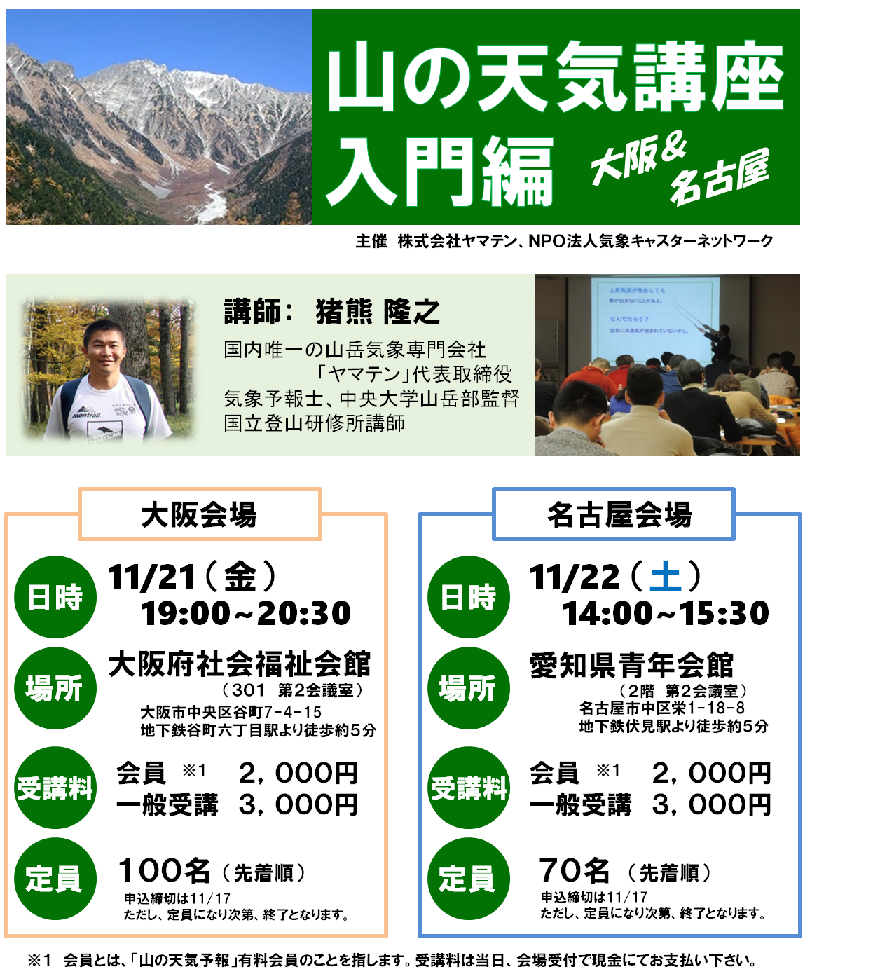 気象研修会 山の天気講座 入門編 14年11月21日 22日 Npo法人 気象キャスターネットワーク Weather Caster Network Wcn